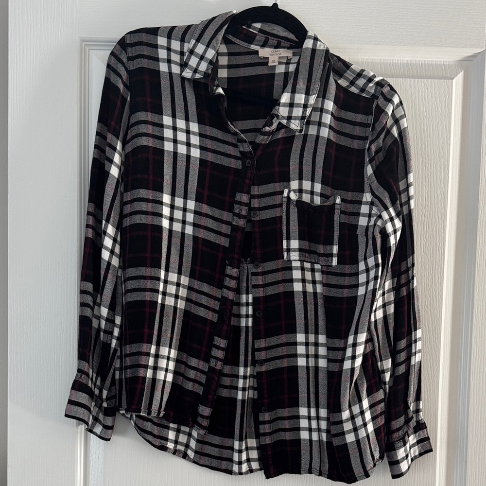 Como Vintage Black and White Plaid Shirt